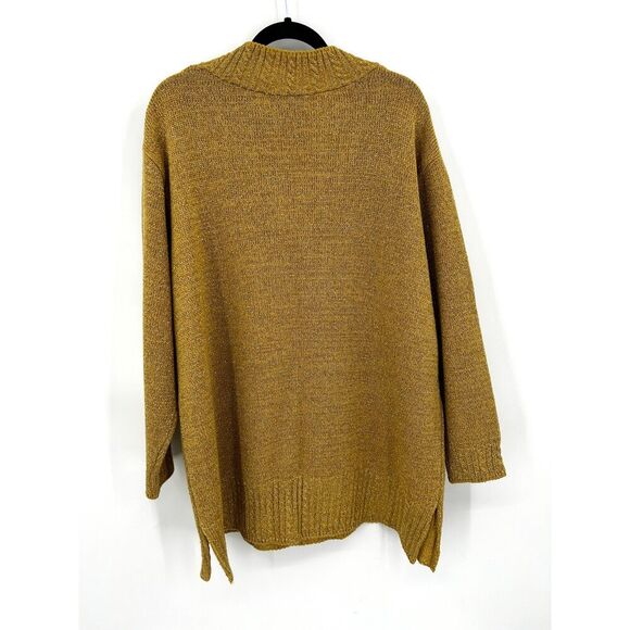DIANE VON FURSTENBERG Vintage Womens Yellow Gold Metallic V-Neck Sweater Size 2X - Picture 2 of 6